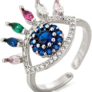 Women, Gold Plated Colorful Cubic Zirconia Turkish Faith Protection for Women